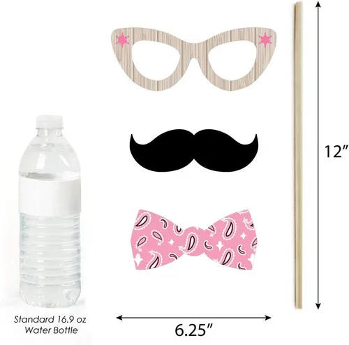 Vista 6 de Big Dot of Happiness Pink Western Hoedown - Kit de accesorios para cabina de fotos para fiesta de caballo vaquera, 20