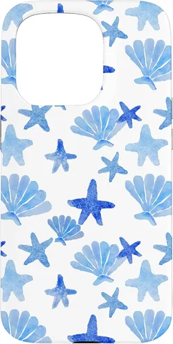 Vista 14 de Funda para iPhone 16 Coastal Nieta Azul Preppy Shells Estrellas de mar Océano Lindo Caso