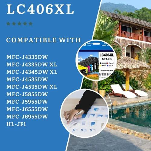 Vista 2 de LC406XL - Cartuchos de tinta compatibles con Brother LC406XL LC406 para impresora Brother MFC-J4335DW MFC-J4535DW MFC-J5855DW MFC-J6555DW