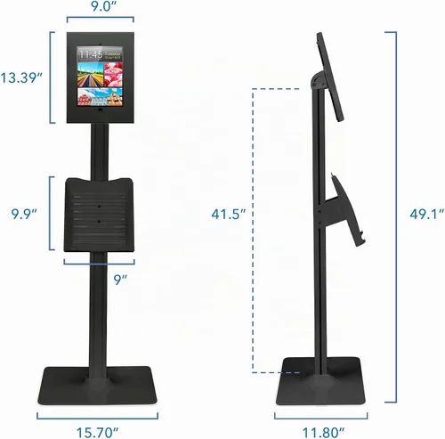 Vista 6 de Mount-It! Soporte de suelo antirrobo compatible con iPad, quiosco sin contacto con carcasa universal para iPads, soporte seguro de tableta con Negro