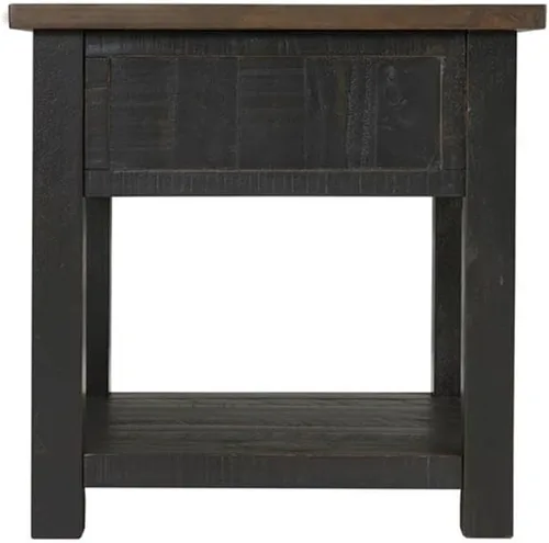 Vista 8 de Martin Svensson Home Mesa auxiliar de madera maciza, color negro con tapa marrón