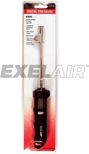 Vista 2 de Exelair EX516DIG de Milton, calibrador digital de doble cabezal con mandril de aire giratorio extendido, Negro/Plata