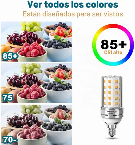 Vista 4 de Bombillas LED E12 10W Bombilla de maíz LED 100W equivalente 1000 lúmenes 3000K blanco cálido no regulable Bombillas LED para candelabro Paquete de 5
