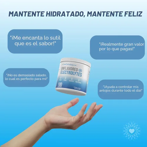 Vista 6 de Electrolitos Sin Sabor - 100 Porciones - Polvo de Electrolitos Sin Sabor - Electrolitos No Endulzados - Electrolitos Insípidos - Cero Carbohidratos