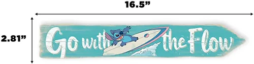 Vista 6 de Disney Lilo and Stitch Go With the Flow Flecha Decoración de pared de madera - Arte de pared Chill Stitch para dormitorio o baño