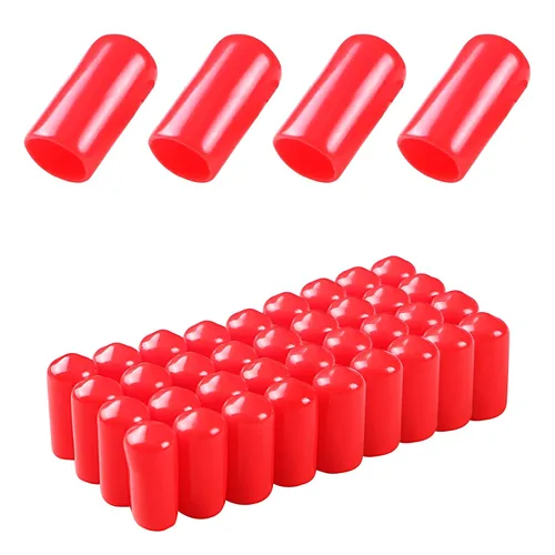 Vista 27 de Cubierta de tapa de extremo redondo de goma 0.08 pulgadas (0.079 in), protectores de rosca de tornillo de PVC flexible de tubería de tubería