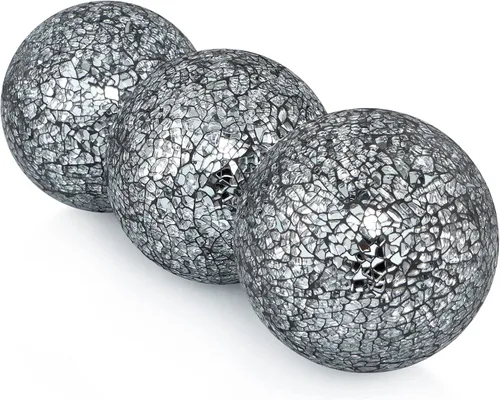 Vista 2 de MDLUU Orbes decorativos de 4 pulgadas, bolas de esfera de mosaico, bolas de centro de mesa para cuencos, jarrones, decoración de mesa de comedor