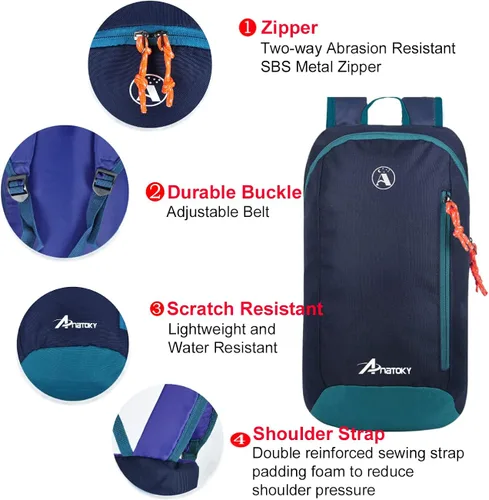 Vista 2 de Anatoky Mini mochila pequeña para exteriores, resistente al agua, ligera, casual, senderismo, camping, viaje, paquete de día, 10 L
