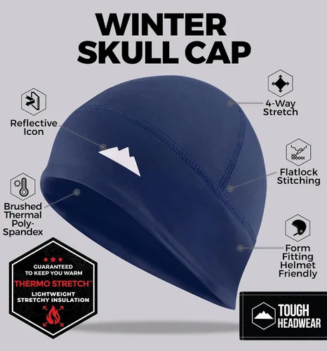 Vista 3 de Gorro térmico de invierno con forro de casco para correr, gorro de ciclismo para invierno, rendimiento de absorción de humedad