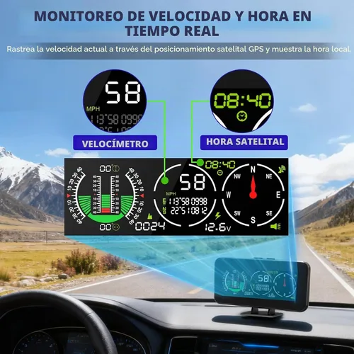 Vista 7 de MR CARTOOL Velocímetro GPS M60 para coche, inclinómetro digital con brújula
