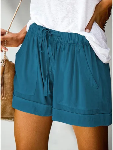 Vista 3 de sentmoon Bermudas para mujer, cintura elástica, pantalones cortos deportivos de entrenamiento de talla grande, pantalones de verano ligeros y sólidos