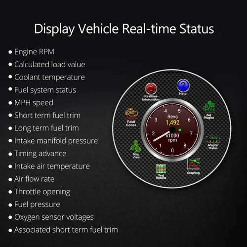 Vista 5 de Eonon V0056 OBD2 OBDII, Escáner de diagnóstico, Adaptador de herramienta de escaneo Bluetooth Solo para estéreo de coche Android Eonon
