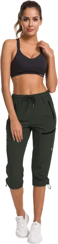 Vista 7 de ChinFun Pantalones capri de senderismo para mujer, de secado rápido, resistentes al agua, UPF 50+