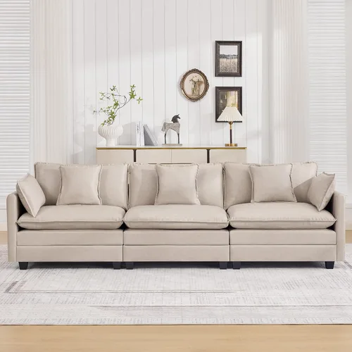 Vista 36 de Sofá modular en forma de nube de 113 pulgadas, sofás de asiento profundo de gran tamaño para sala de estar, sofá modular tapizado de chenilla