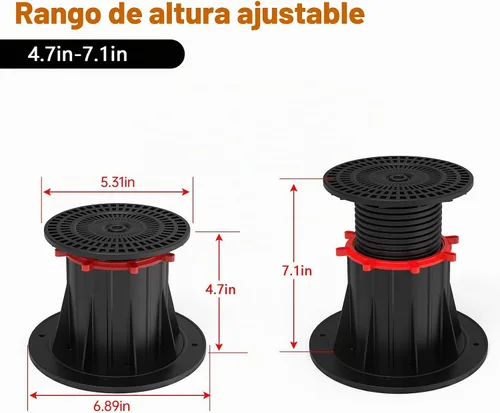 Vista 2 de Linone 2 patas de soporte ajustables para marco de cama, 4.7 a 7.1 pulgadas