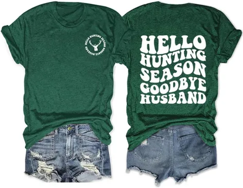 Vista 40 de DUDIHOHX Hello Hunting Season Goodbye Husband - Sudadera de manga larga con estampado de moda, casual, cuello redondo