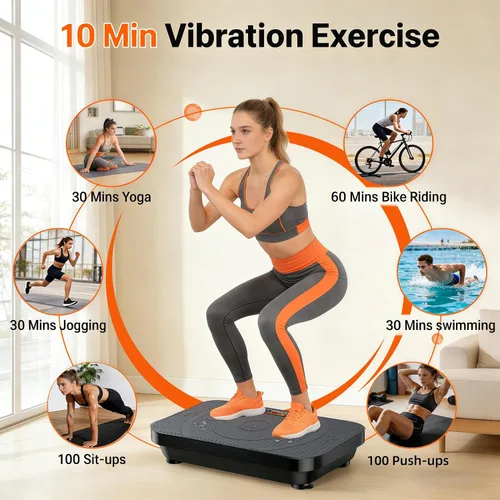 Vista 2 de PBYRD Vibration Plate Exercise Machine -Full Body Shaker with Auto Mode, Acupressure Massage & Silicone Pedal, for Lymphatic Drainage, Weight Loss &