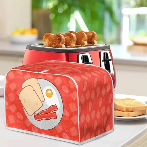 Vista 4 de Cubierta para tostadora de 2 rebanadas con tema de desayuno para cocina, lavable para electrodomésticos, cubierta para hacer pan, resistente a