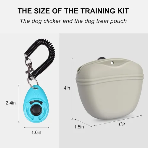 Vista 2 de Kit de Entrenamiento con Clicker para Perros Left&Right, Bolsa de Golosinas de Silicona para Entrenamiento de Perros y Clickers para Perros, Bolsa