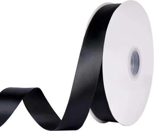 Vista 7 de Cinta de satén negra de doble cara de 1 pulgada (1.0 in de ancho) para envolver regalos, decoración de boda, hacer lazos, costura, manualidades