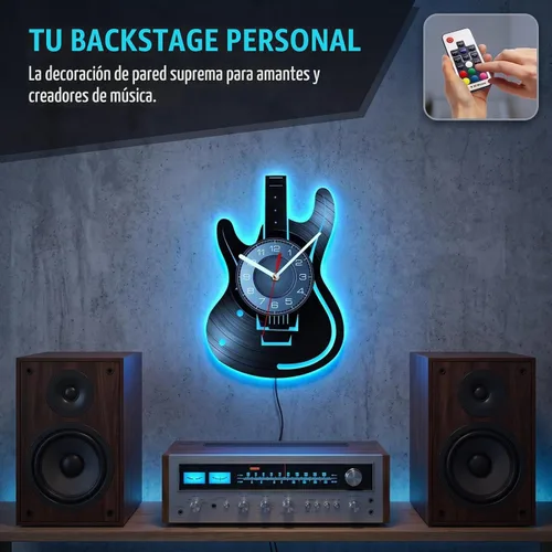 Vista 5 de Reloj de pared de guitarra de 12 pulgadas con 7 modos luminosos, regalo Con luz