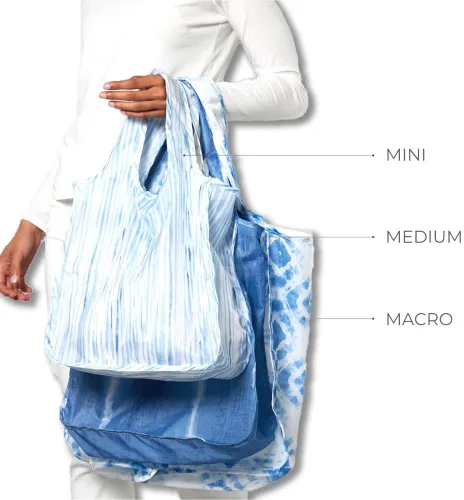 Vista 5 de Pure Sage Bolsa de comestibles reutilizable - Elegante bolsa de compras para comestibles - Bolsa plegable - Tamaño mediano