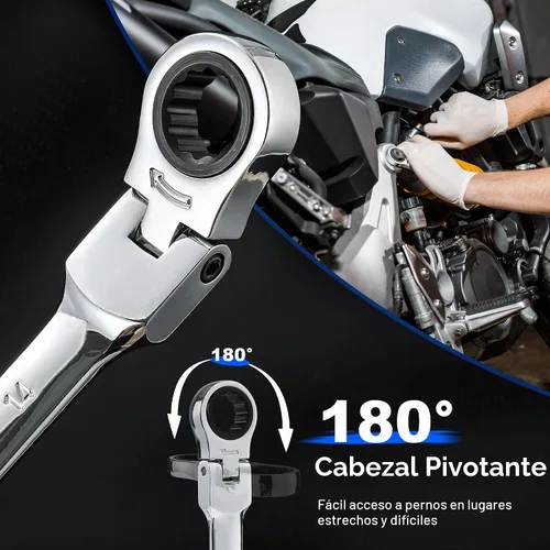Vista 4 de Prostormer Juego de llaves de trinquete métricas de cabeza flexible de 14 piezas