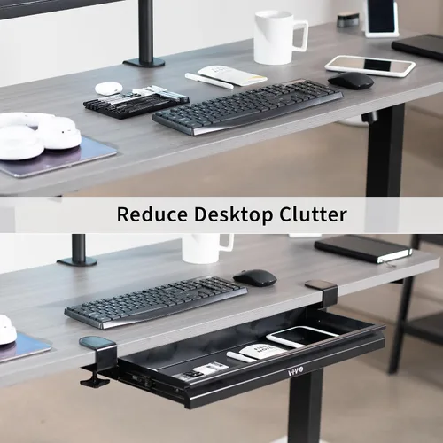 Vista 7 de VIVO DESK-DR22L - Cajón deslizante extraíble para debajo de la mesa de 22 pulgadas para escritorio de oficina, organizador de almacenamiento poco