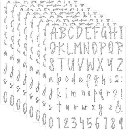 Vista 13 de Sepamoon 552 calcomanías de letras, 8 hojas autoadhesivas de vinilo del alfabeto, calcomanías de números de buzón impermeables para manualidades