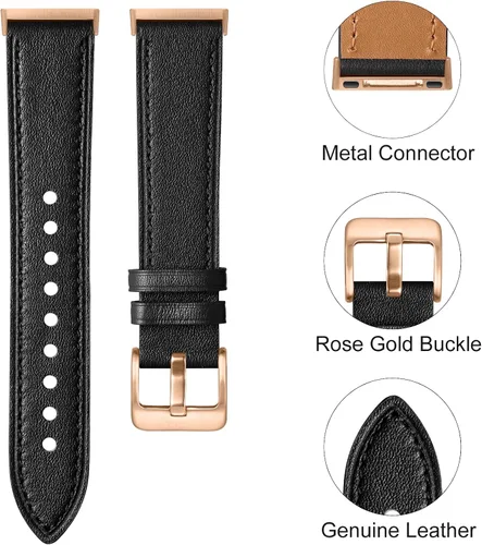 Vista 7 de Maledan Paquete de 2 correas de cuero de grano compatibles con Fitbit Versa 3 y Fitbit Sense Smartwatch