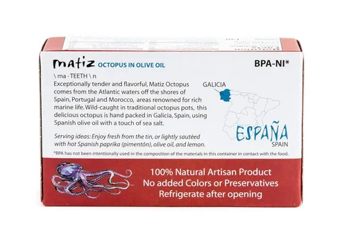 Vista 7 de Matiz Pulpo Pulpo de aleta amarilla salvaje en aceite de oliva 4.0 onzas