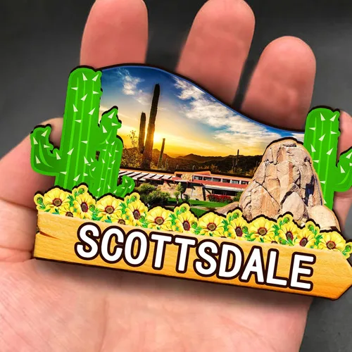Vista 4 de Imán de madera 3D de USA Scottsdale para nevera, recuerdos coleccionables, decoración hecha a mano, artesanías 2