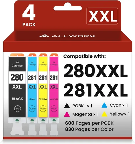 Vista 8 de ALLWORK 280XXL 281XXL Compatible para Canon 280 281 TR8620a Cartuchos de tinta PGI-280XXL CLI-281XXL 280 XXL 281 XXL Compatible con TR8620 TS702a