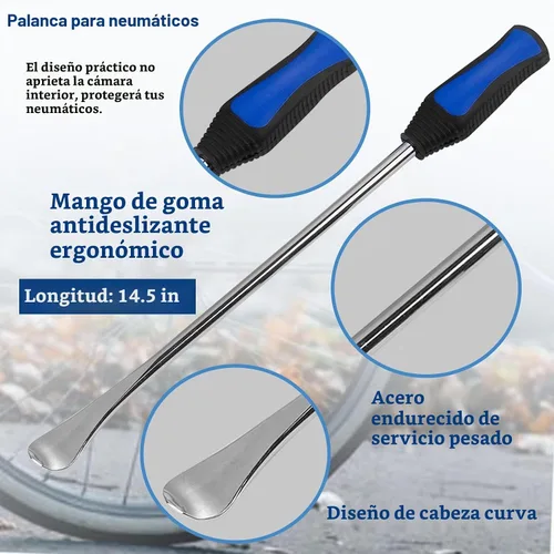 Vista 3 de 14.5" Cucharas de neumáticos Juego de herramientas de hierro para cambio de neumáticos de motocicleta y moto de cross, kit de cucharas para Azul