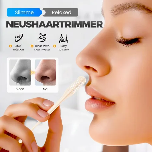 Vista 2 de Cortador de pelo nasal 2 en 1, herramienta de eliminación de vello de fosa nasal de doble cabeza, recortador de vello manual portátil para nariz