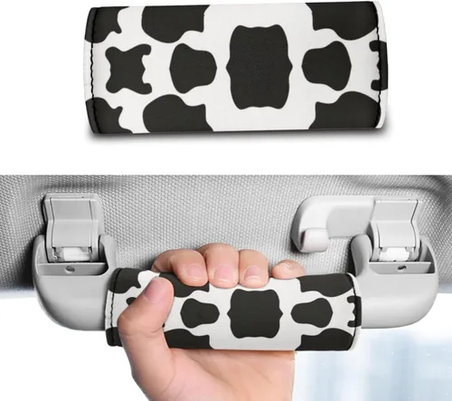 Vista 5 de Belidome Juego de 2 fundas para manija de equipaje con estampado de vaca para identificación de maleta, equipaje para el techo del automóvil