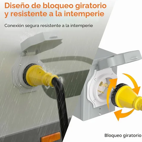 Vista 3 de NEMA14-50P/SS2-50R - Cable generador de 25 pies y 50 amperios con bloqueo giratorio