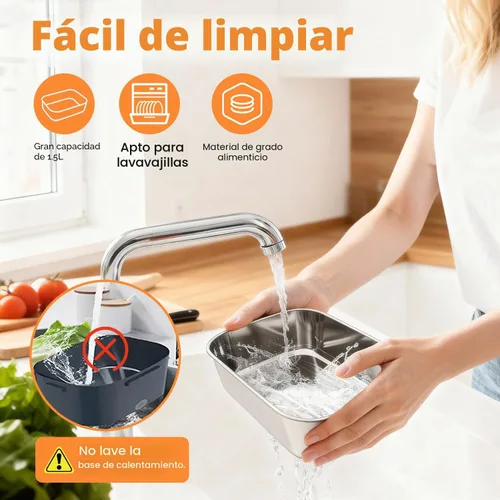 Vista 7 de Lonchera Eléctrica para Adultos, Lonchera Calentada de 80W 1.5L de Acero Inoxidable 304, Calentador de Alimentos Portátil de 12/24/110V, Lonchera
