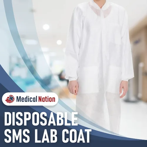 Vista 2 de Medical Nation Abrigos de laboratorio desechables blancos