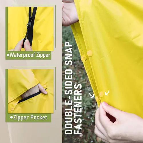 Vista 4 de SaphiRose Poncho de lluvia unisex con capucha para mujeres adultas con bolsillos