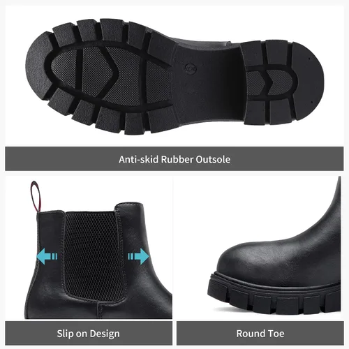 Vista 5 de Vepose Botines con suela de lengüeta 936 para mujer, plataforma Chelseatacón grueso con cordones