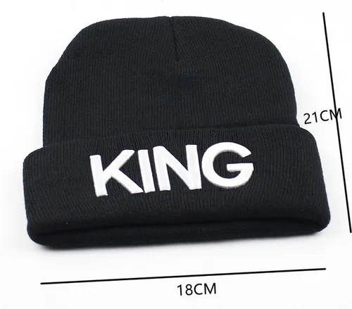 Vista 4 de MIUNIKO 2 gorros de invierno con capucha de calavera de rey y reina para parejas