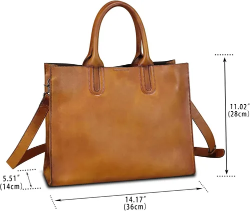Vista 4 de Bolso de mano de cuero genuino con asa superior para mujer, bolso vintage sobre el hombro, bolso cruzado hecho a mano