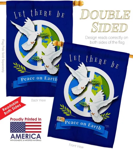 Vista 3 de Peace on Earth Garden House Flags Set Sweet Life Support Environmental Protection Small Decorative Gift Yard Banner Double-Sided Made In USA 28 X 40