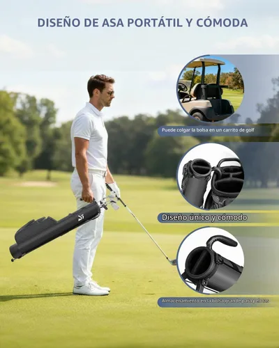 Vista 5 de Dragon Tiger Origin Lightweight Sunday Golf Bag, Small Golf Bag with Stand Negro