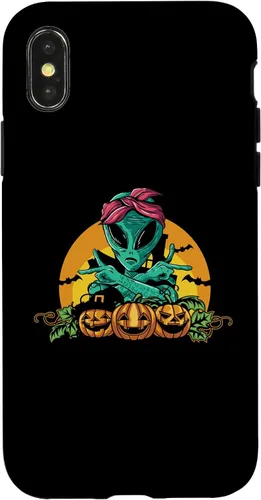Vista 4 de iPhone 13 Pro Alien Peace Sign Halloween Costume Pumpkin Men Women Kids Case