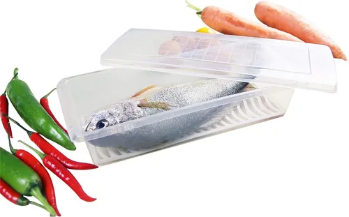 Vista 8 de Recipiente de almacenamiento de alimentos, recipientes de plástico para alimentos con placa de drenaje extraíble y tapa, contenedores