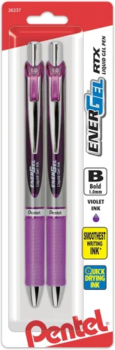 Vista 43 de Pentel EnerGel RTX - Bolígrafo de gel líquido retráctil, línea mediana, punta de metal, tinta de colores surtidos, paquete de 4 unidades (BL77BP4M)
