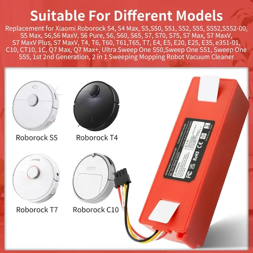 Vista 11 de Batería de repuesto para Roborock Q7+ Q5+ Q5 Q7 Max/Max+/Plus/Pro+ S70 S50 Roborock S8 S7 S4 S5 S6 S7+ S8+ Plus/Pro Ultra/MaxV/MaxV Ultra S55 S60