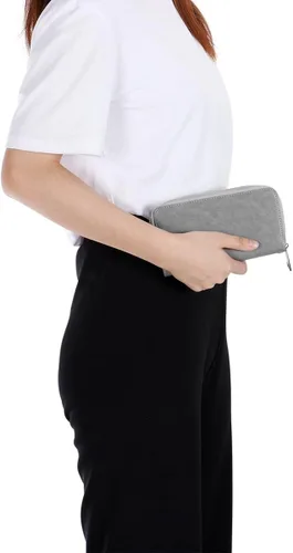 Vista 7 de Cartera de doble cierre para mujer, con correa de mano, para tarjetas, dinero en efectivo, monedas, celular